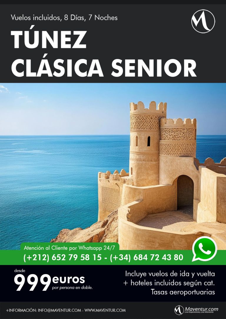 Túnez Clásica Senior 8 dias Maventur Travel Vuelos incluidos Madrid