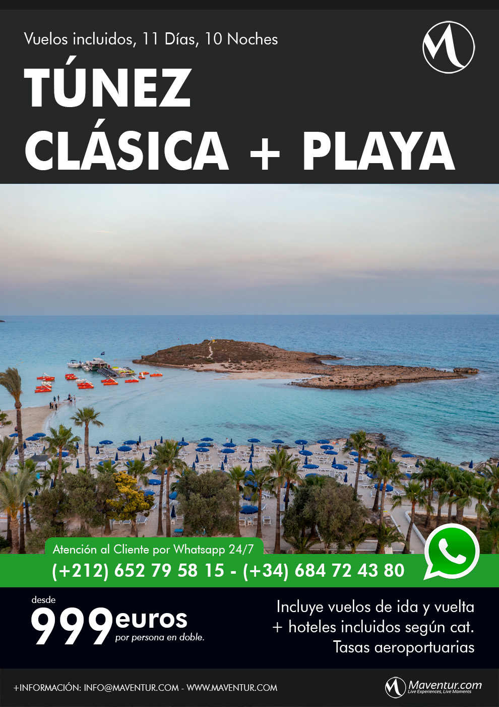 Túnez Clásica mas playa 11 dias Maventur Travel Vuelos incluidos Madrid